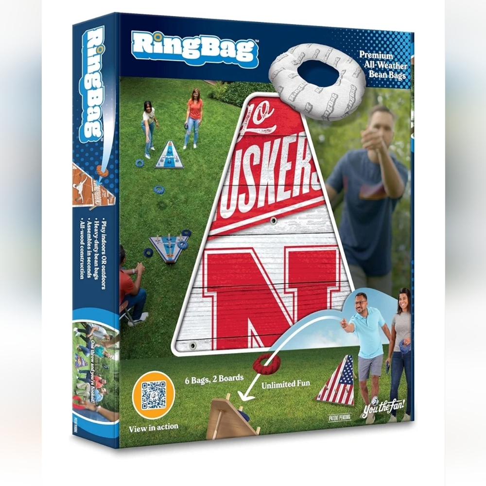 Ring Bag Game NCAA  Nebraska Cornhuskers New In Box 2 Boards, 6 Bags, And Case